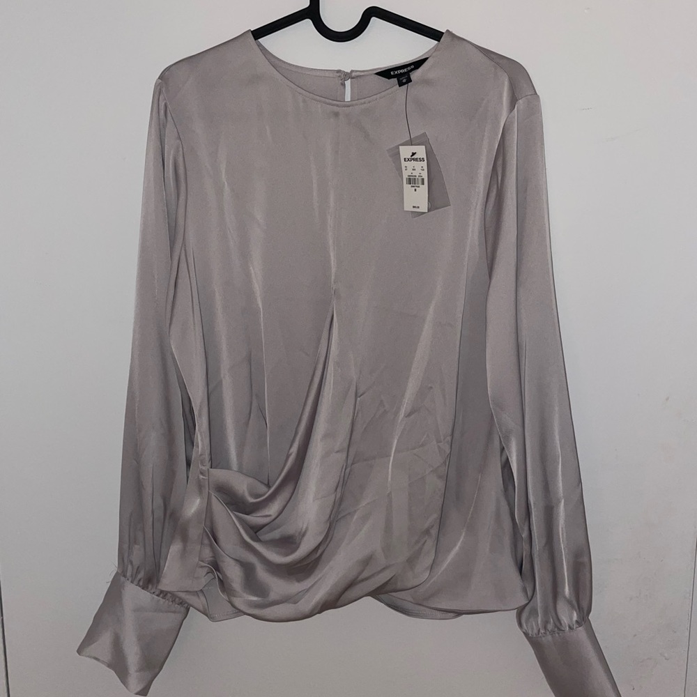 Silver long sleeve blouse